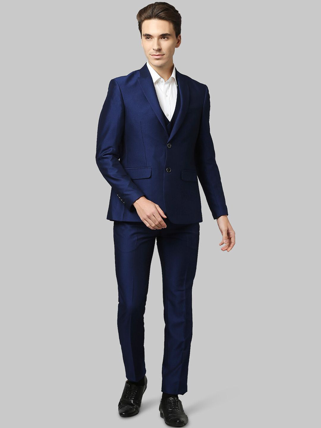 raymond Men 3PC SB 2BTN PEAK LAPEL STYLZ WC-SLIM FT Self Design Suit-picture-13