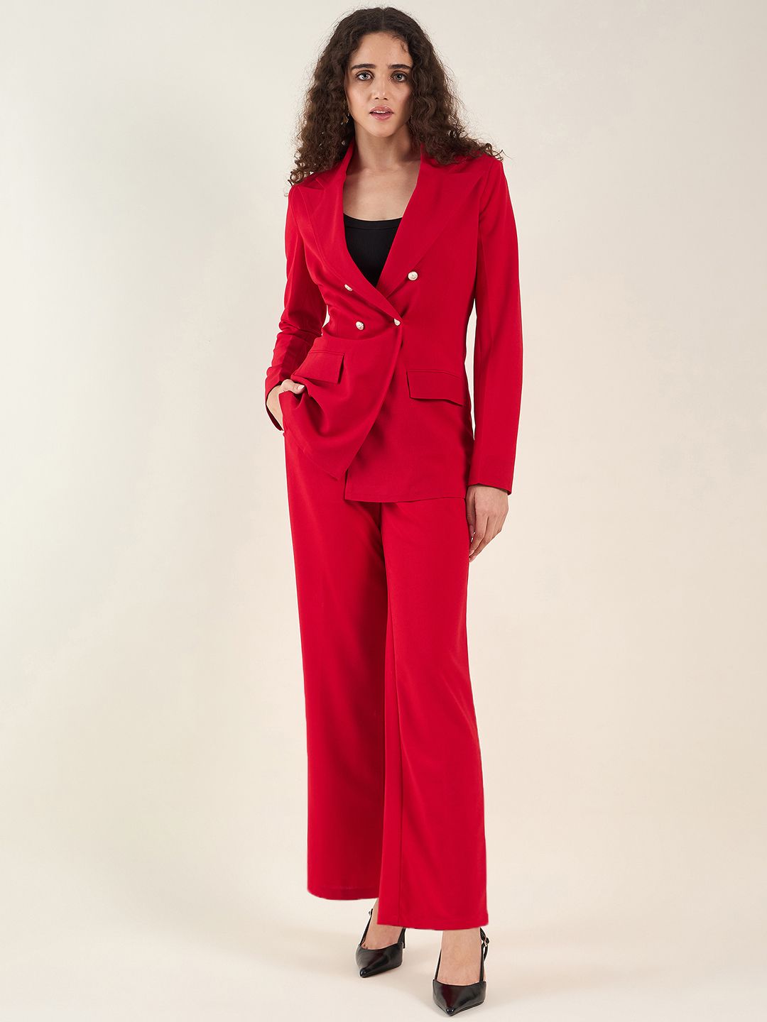 Women Tailored Blazer Co-ord Set for Women Solid Suit
