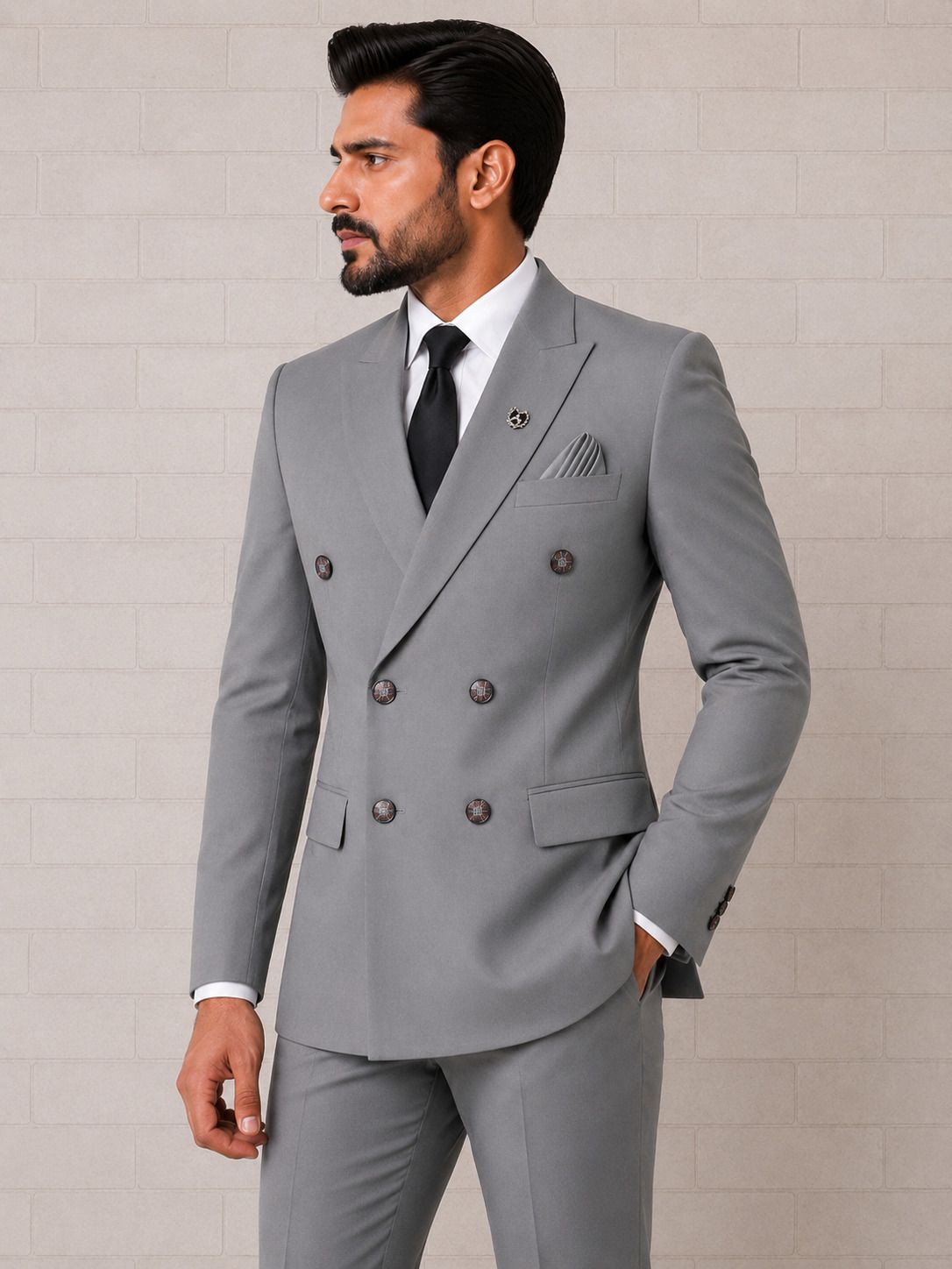 styl lite fashion Men 2 pcs suite Solid Suit-picture-12