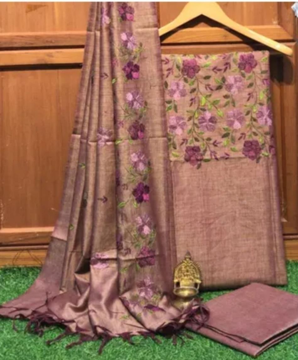 Women khadi cotton fabric Embroidered Suit