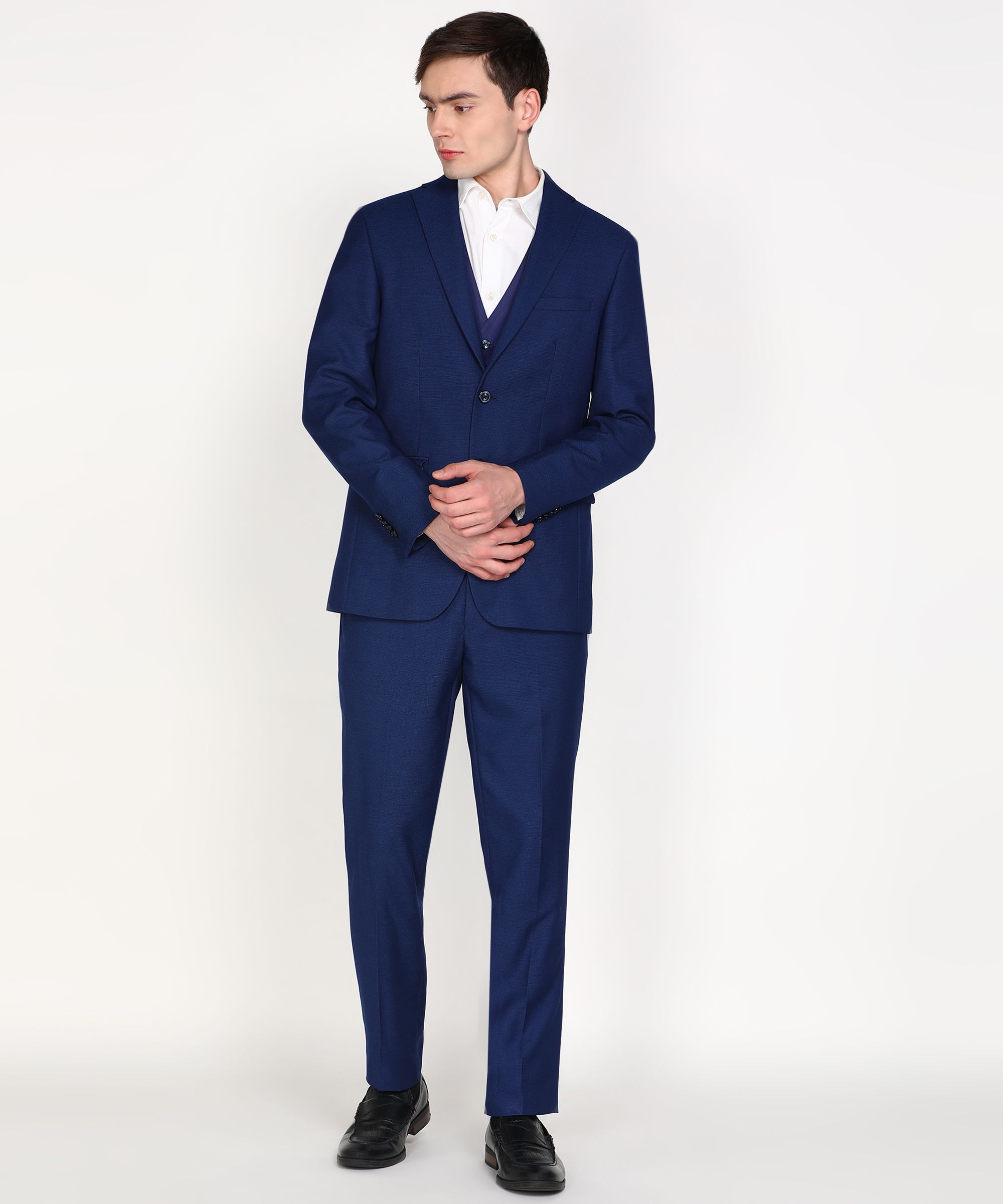 Men 3 PC Suit Self Design Suit