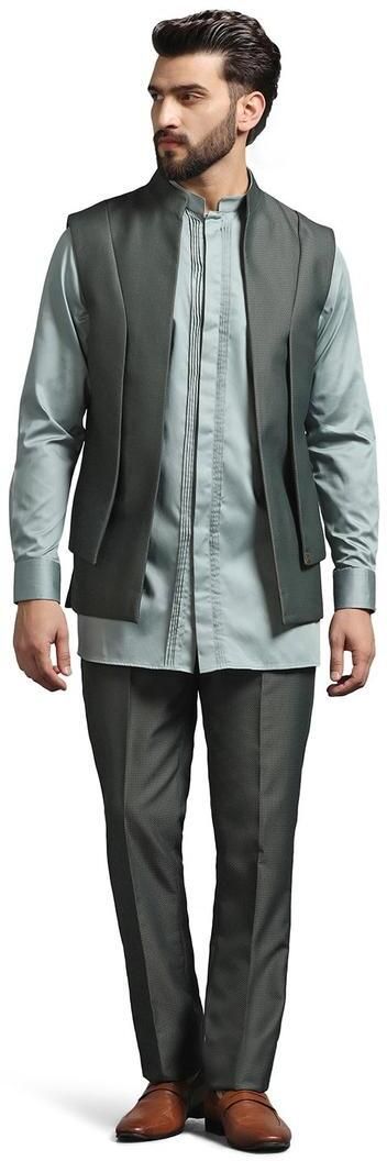 Men Ethnic Wear Self Design Suit-image-48