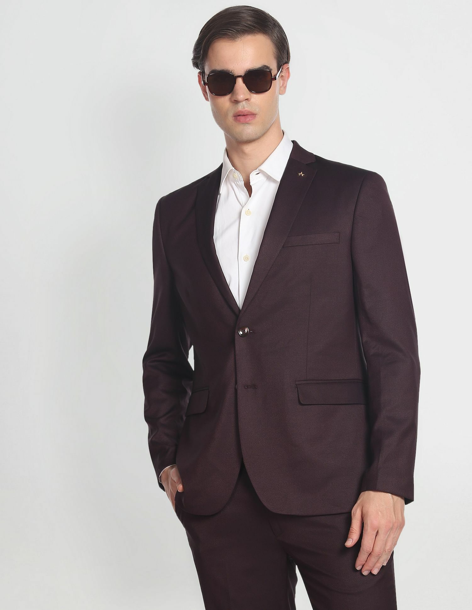 arrow Men Tailored Regular Fit Dobby Two Piece Suit Self Design Suit-picture-18