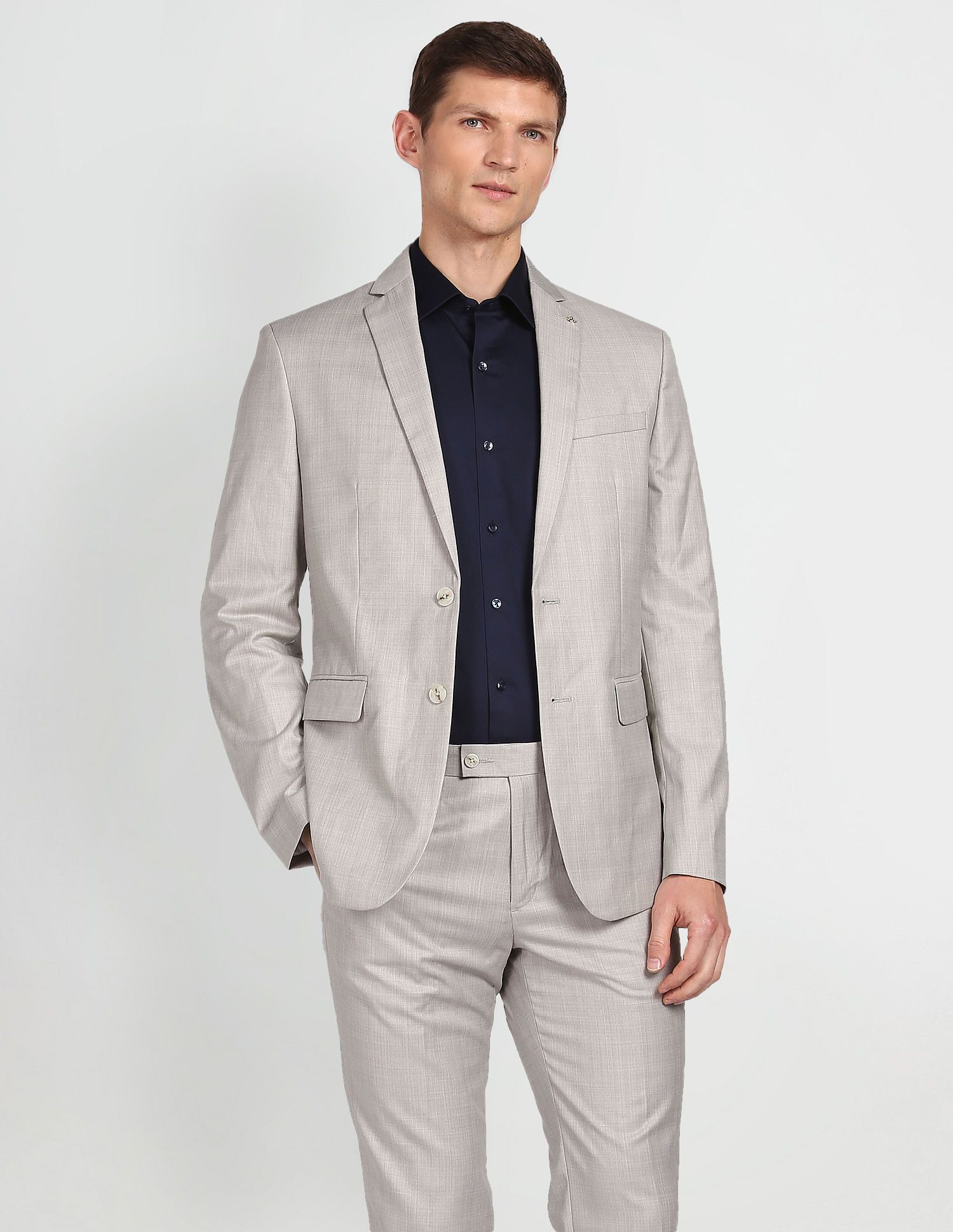 Men 2 Piece Suit Solid Suit