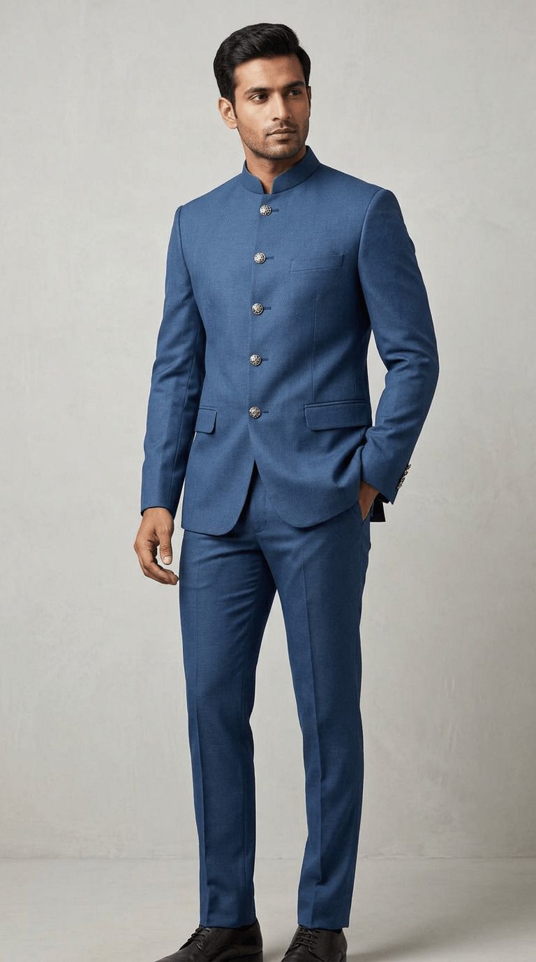 asthetic Men Mandarin Self Design Suit-picture-17