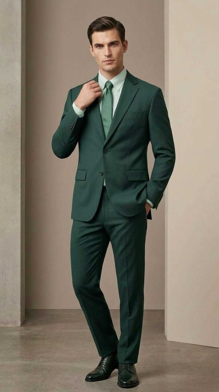 asthetic Men Single Breasted Solid Suit-picture-17