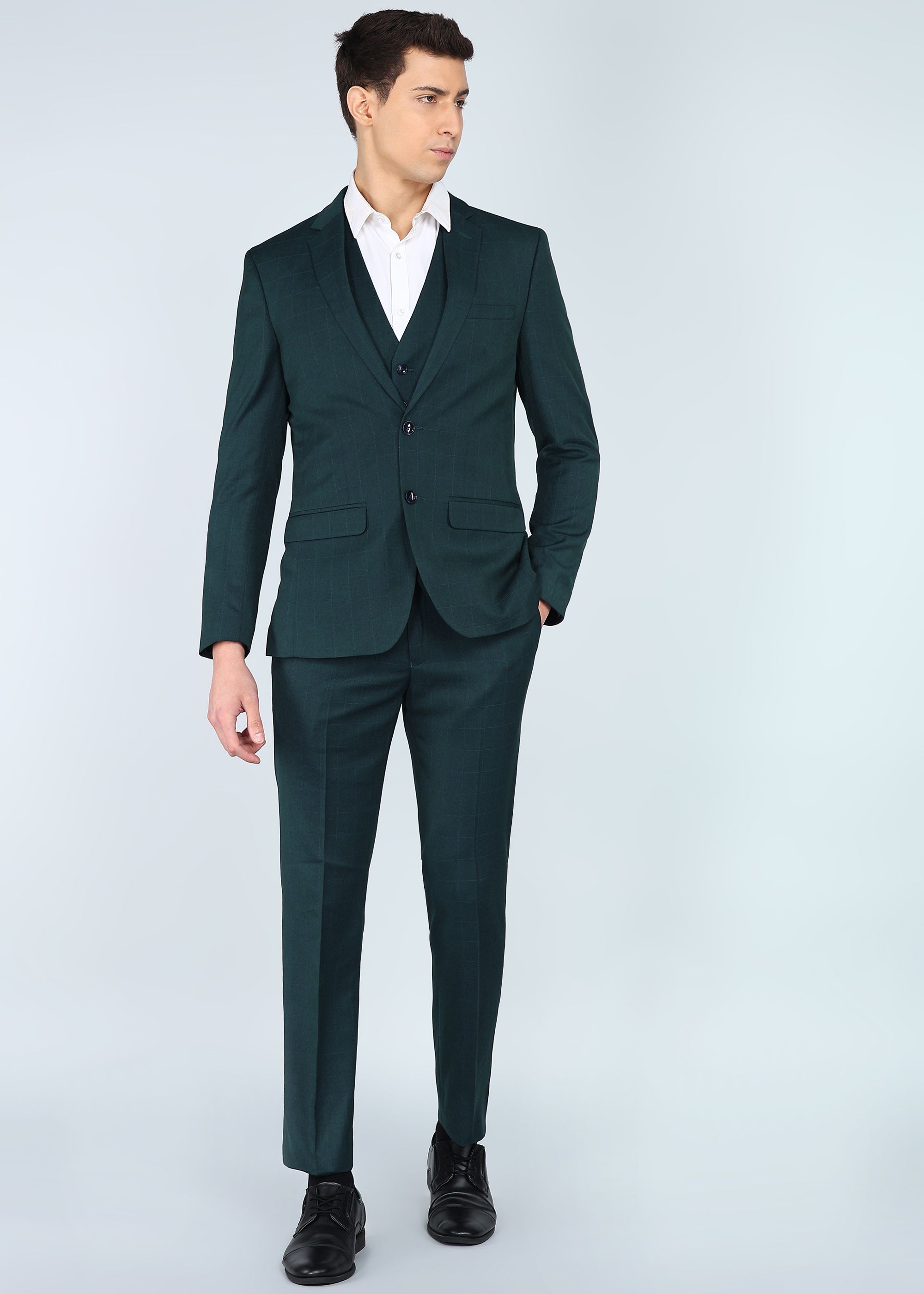 park avenue Men 3 PCS SB2 BTN NOTCH CLR SUIT - SLM FIT Checkered Suit-picture-42