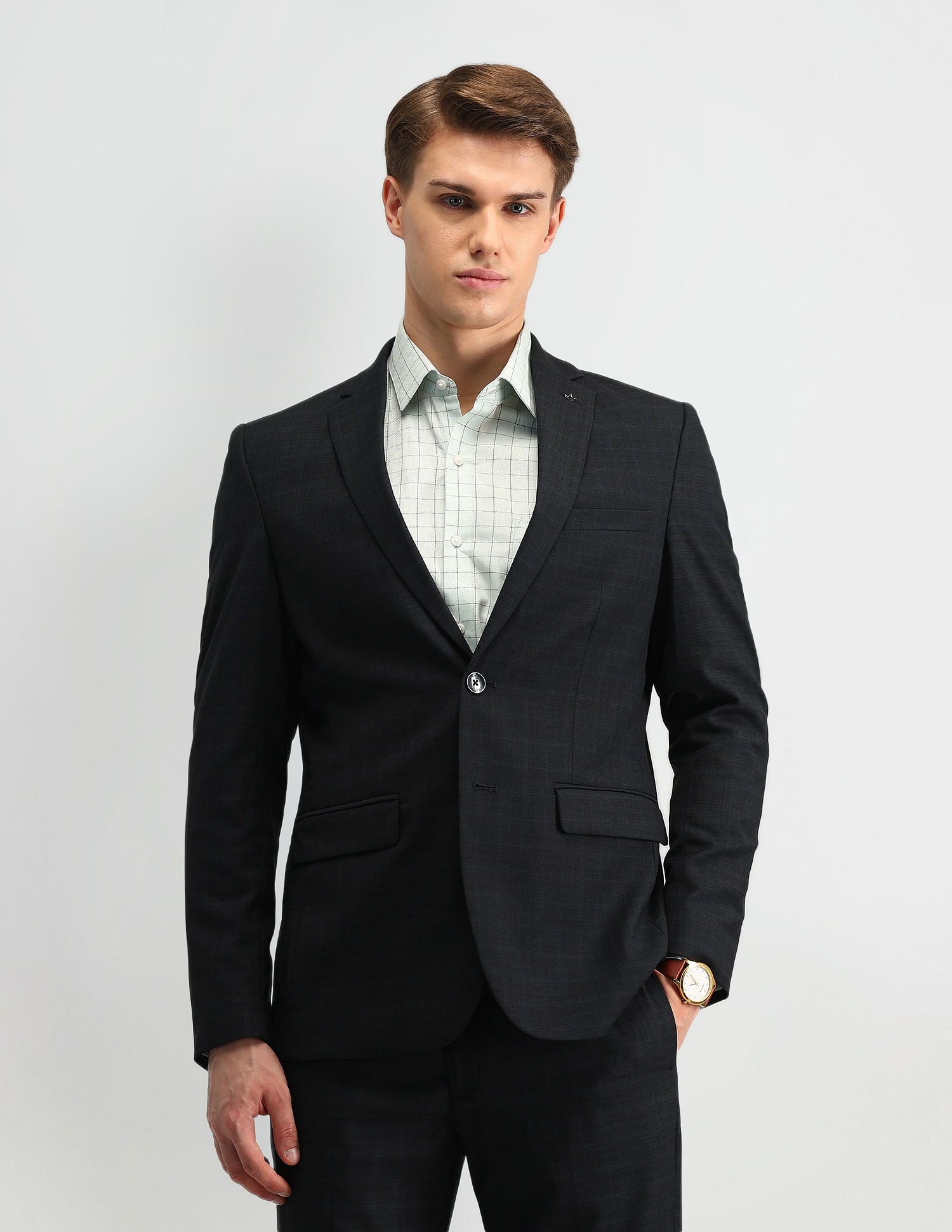 Men 2-piece Checkered Suit