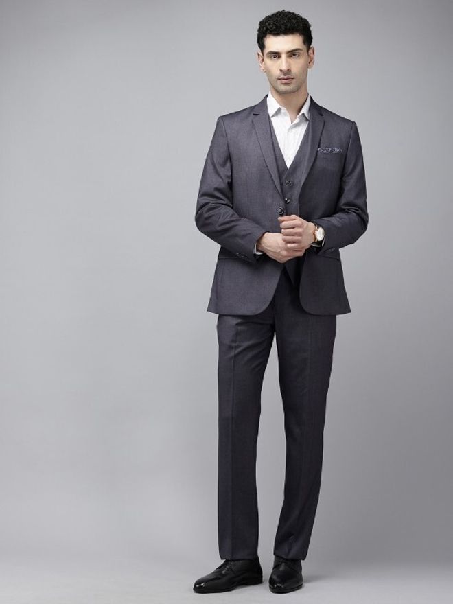 park avenue Men SB2 NOTCH REGULAR FIT 3PC SUIT Self Design Suit-picture-18