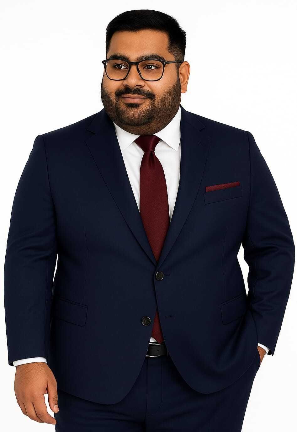 ifox lifestyle Men Plus/Big/Tall Size Navy Blue Suit for Party/Wedding/Marriage/Festivals Solid Suit-picture-10