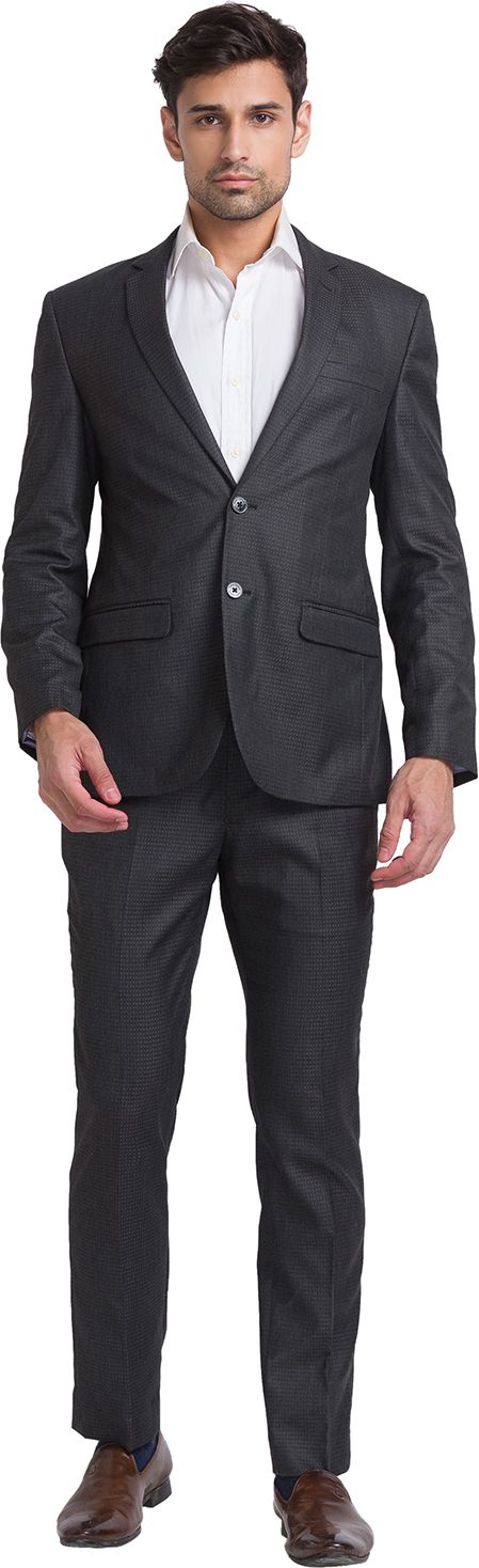 park avenue Men 2PC NOTCH BASIC- SUPER SLIM FIT Self Design Suit-picture-32