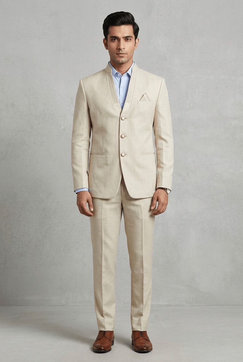 asthetic Men Mandarin Self Design Suit-picture-15