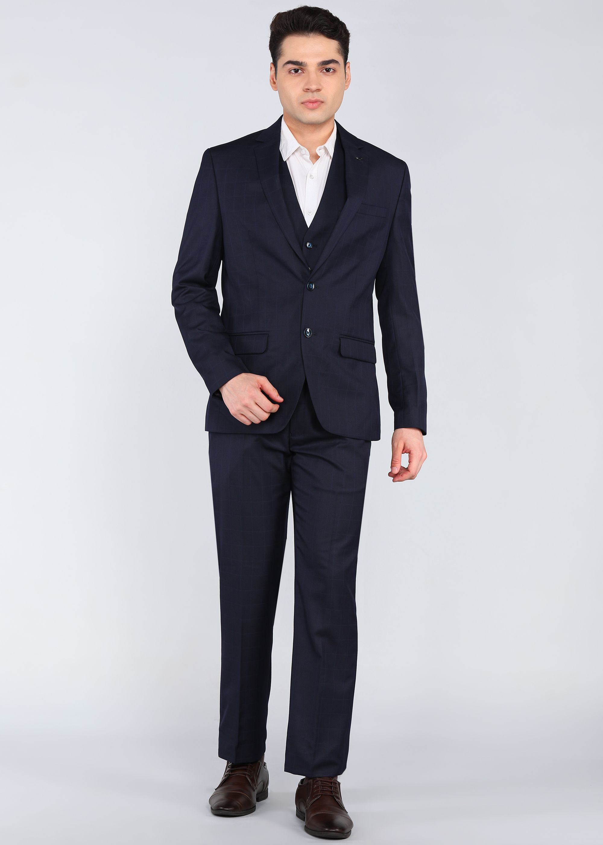 park avenue Men 3pc sb2notchlpl regflps fftrs REG Checkered Suit-picture-33