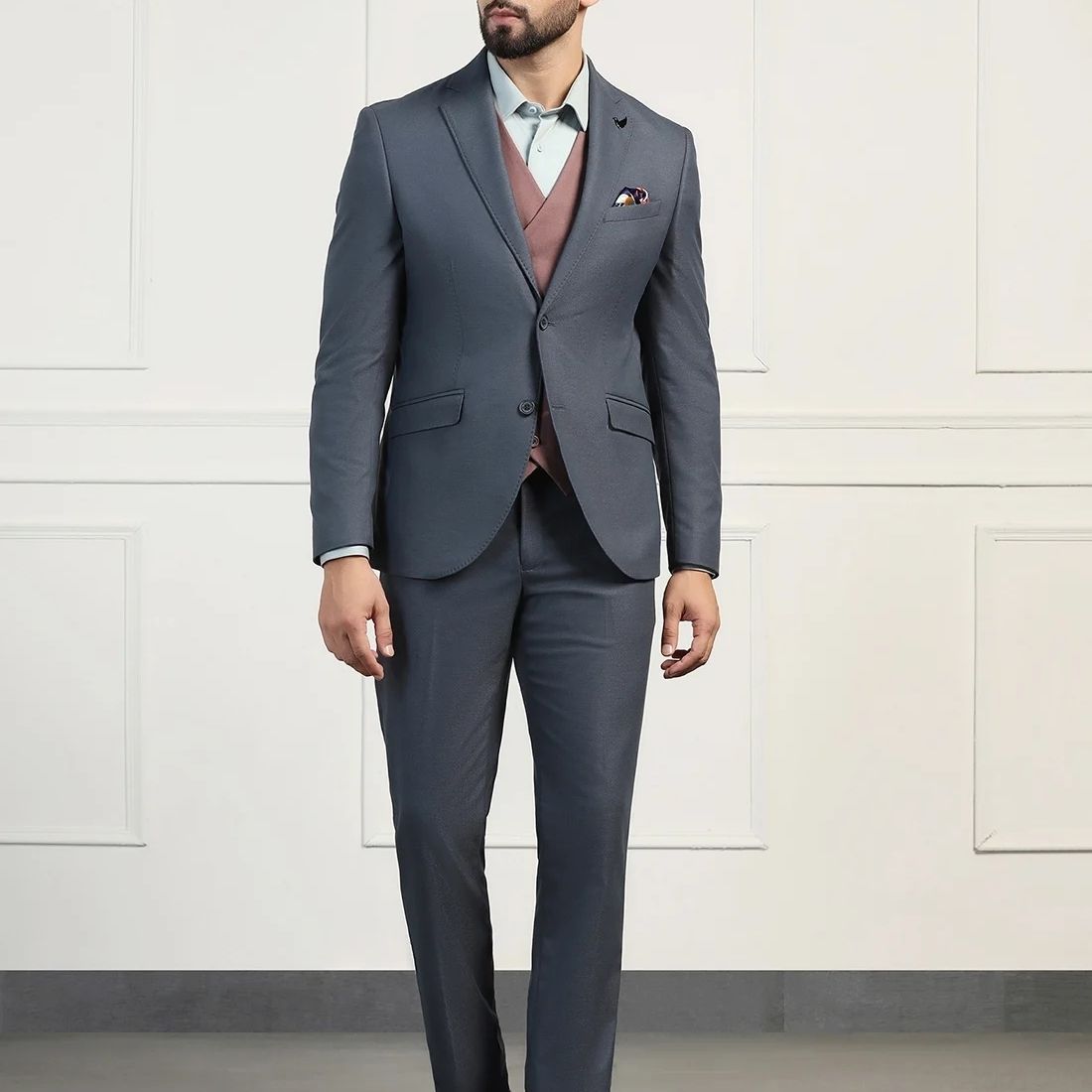 blackberrys Men Fitted Self Design Suit-picture-14