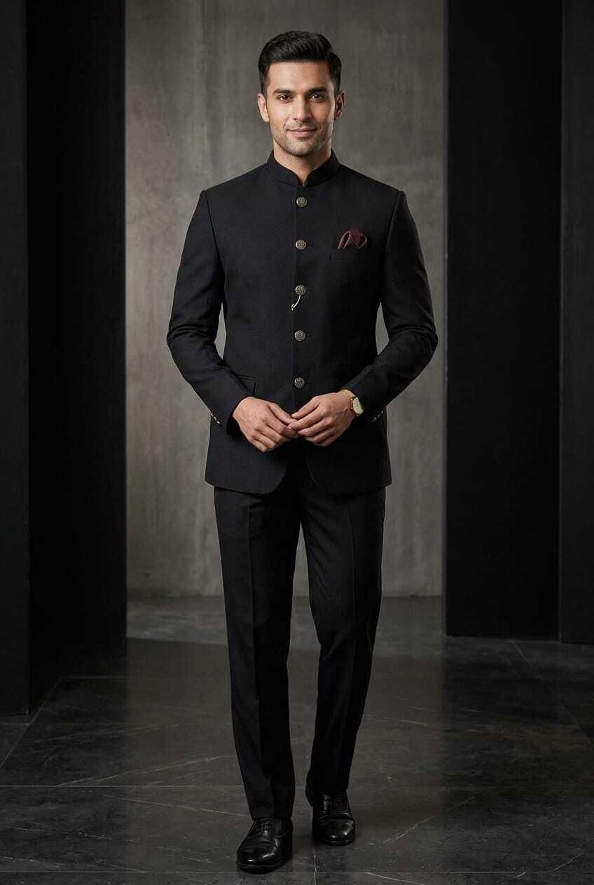 asthetic Men Mandarin Solid Suit-picture-28