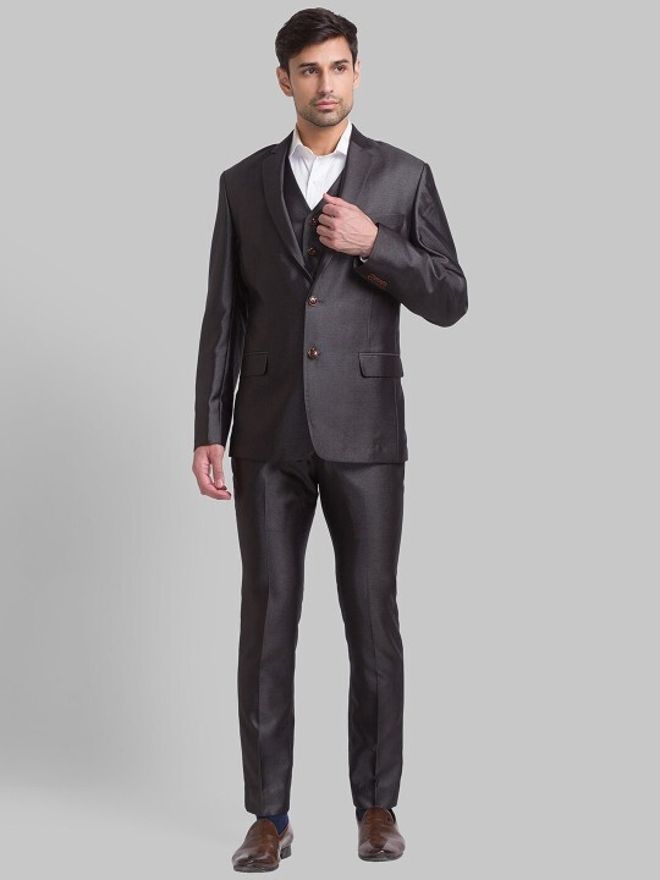 park avenue Men 3PC NOTCH REV W/C BASIC TRSR - S.SLIM FT Self Design Suit-picture-25