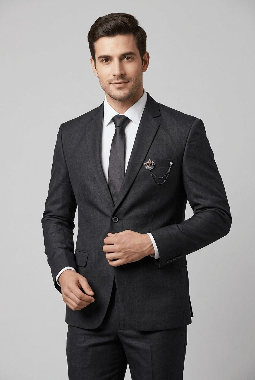 asthetic Men Single Breasted Self Design Suit-picture-18