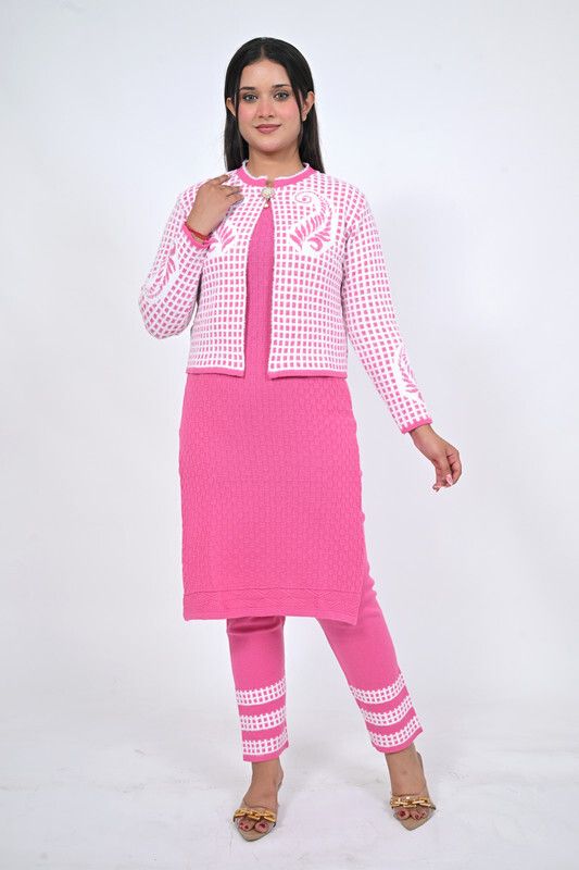 Women ROUND NECK Striped Suit