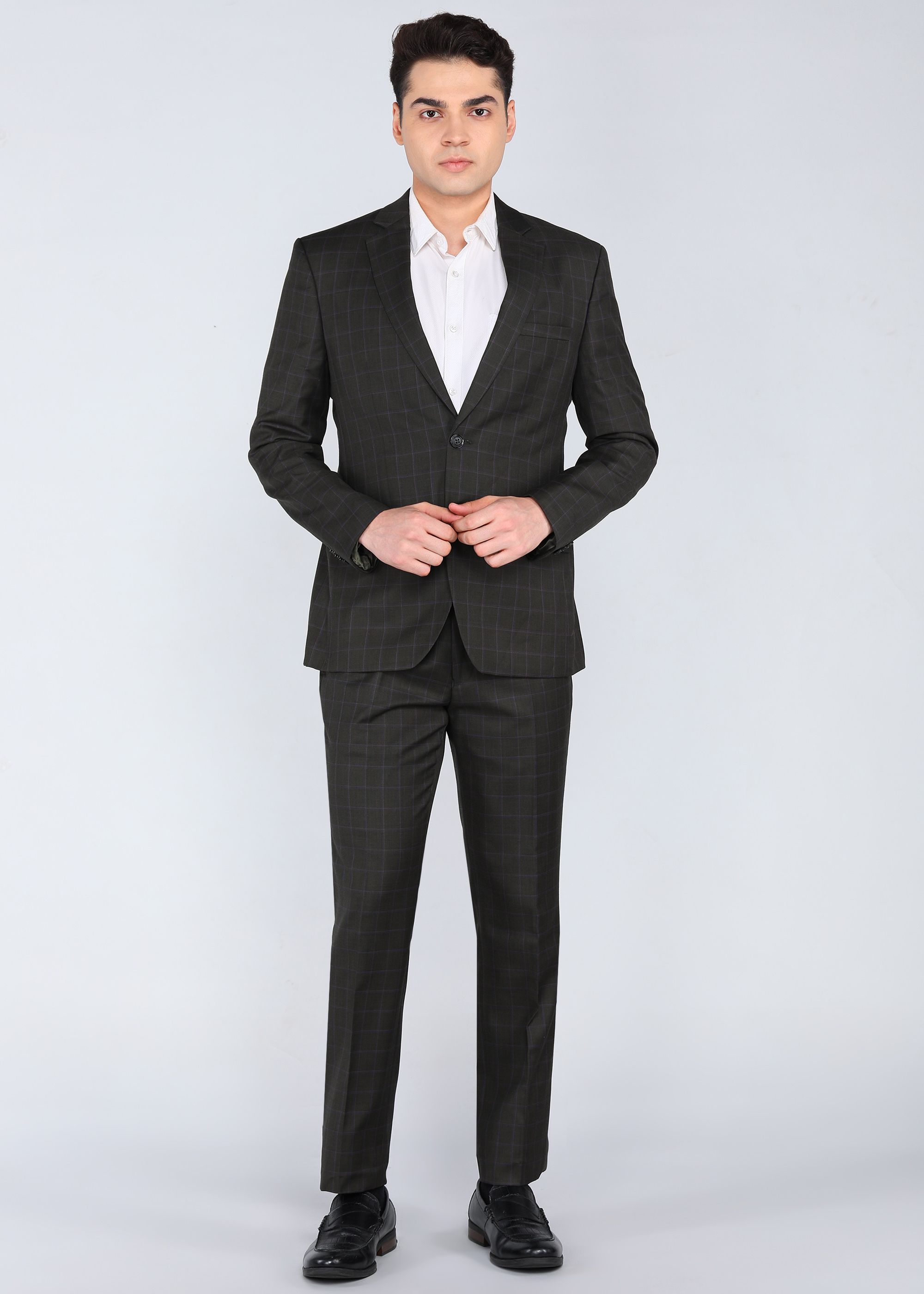 park avenue Men 2SB 2PC NOTCH STND. PLATINUM - SUPER SLM Checkered Suit-picture-14