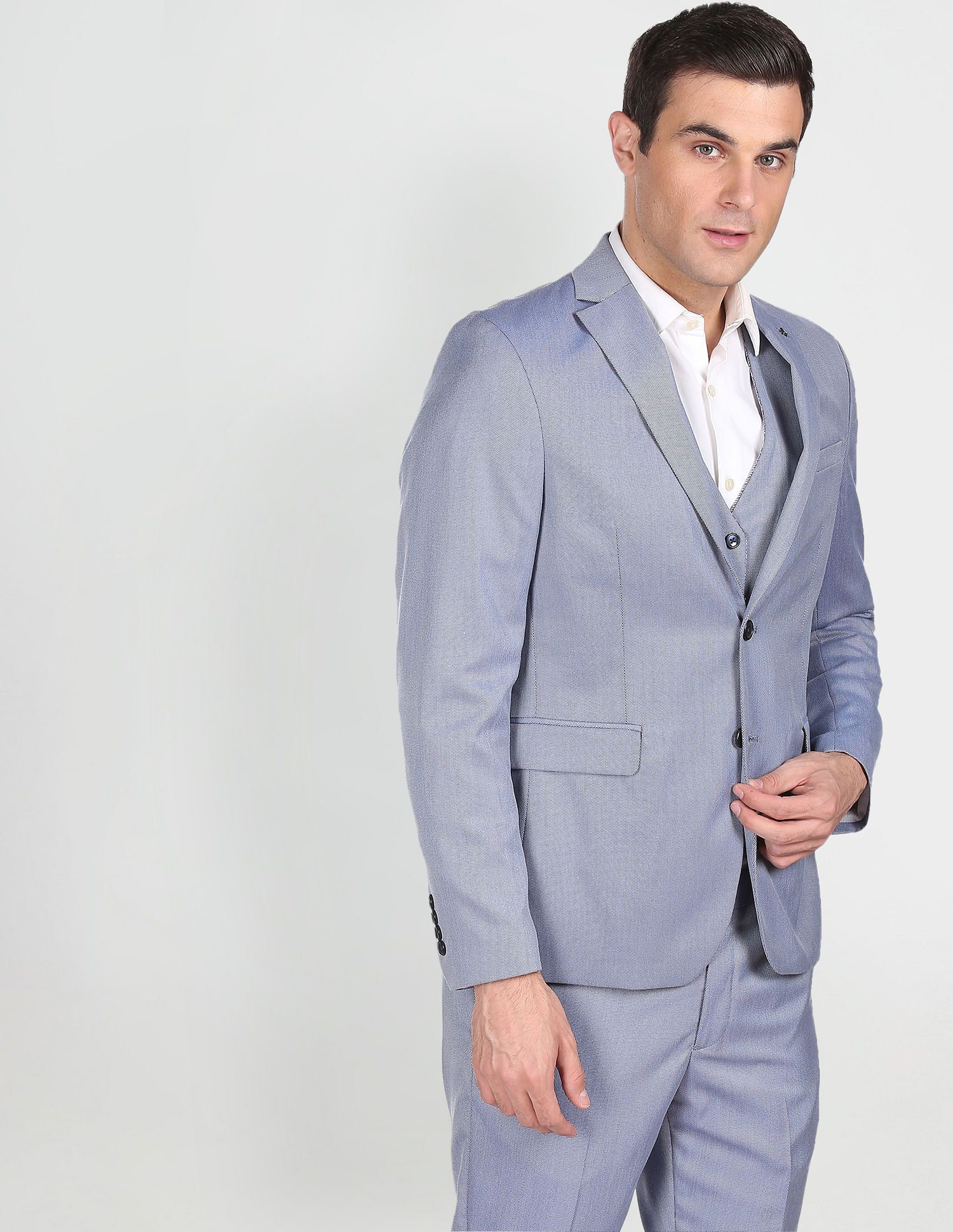 Men Single-breasted Solid Suit-image-23