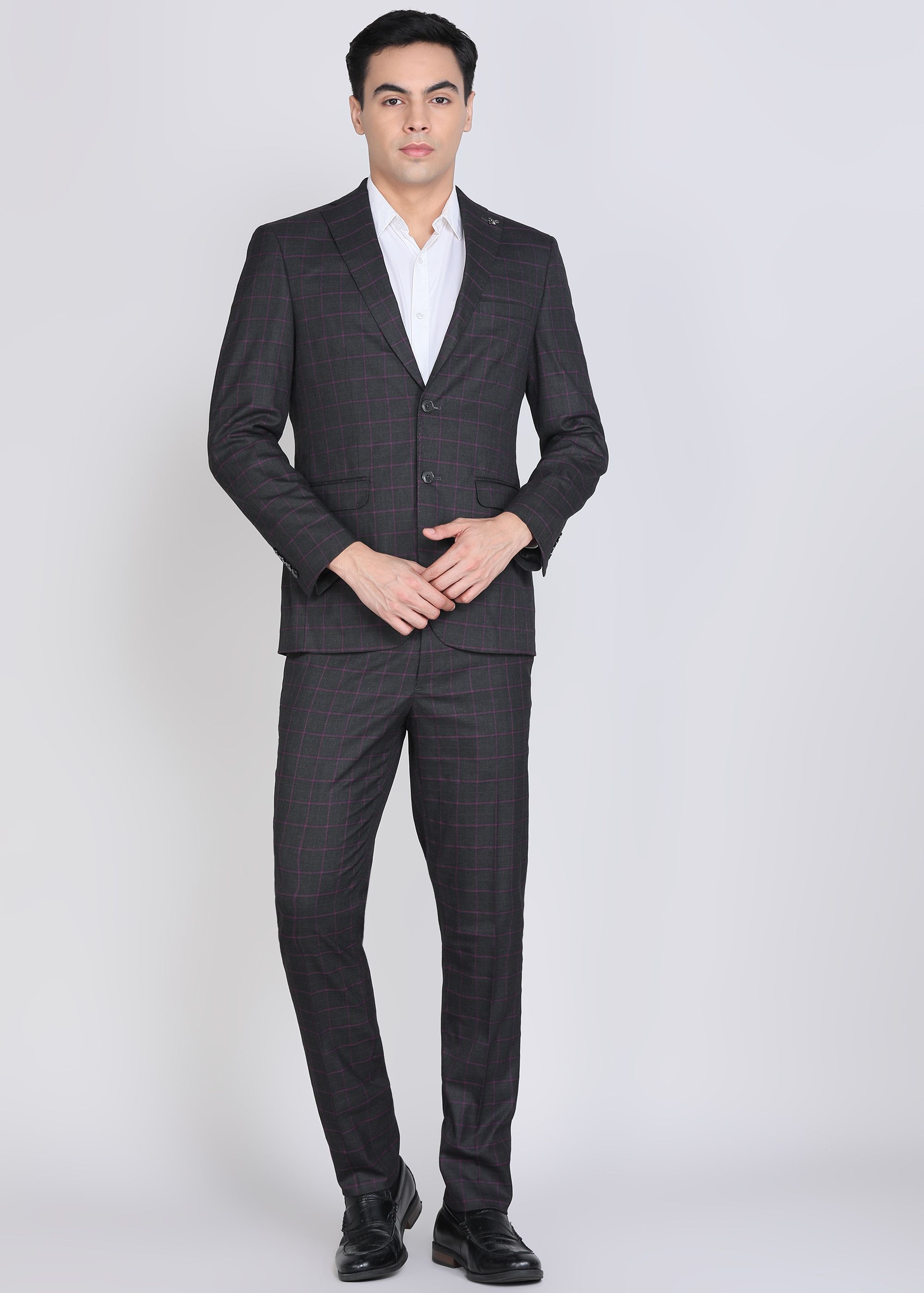 peter england Men Tuxedo Style Checkered Suit-picture-19