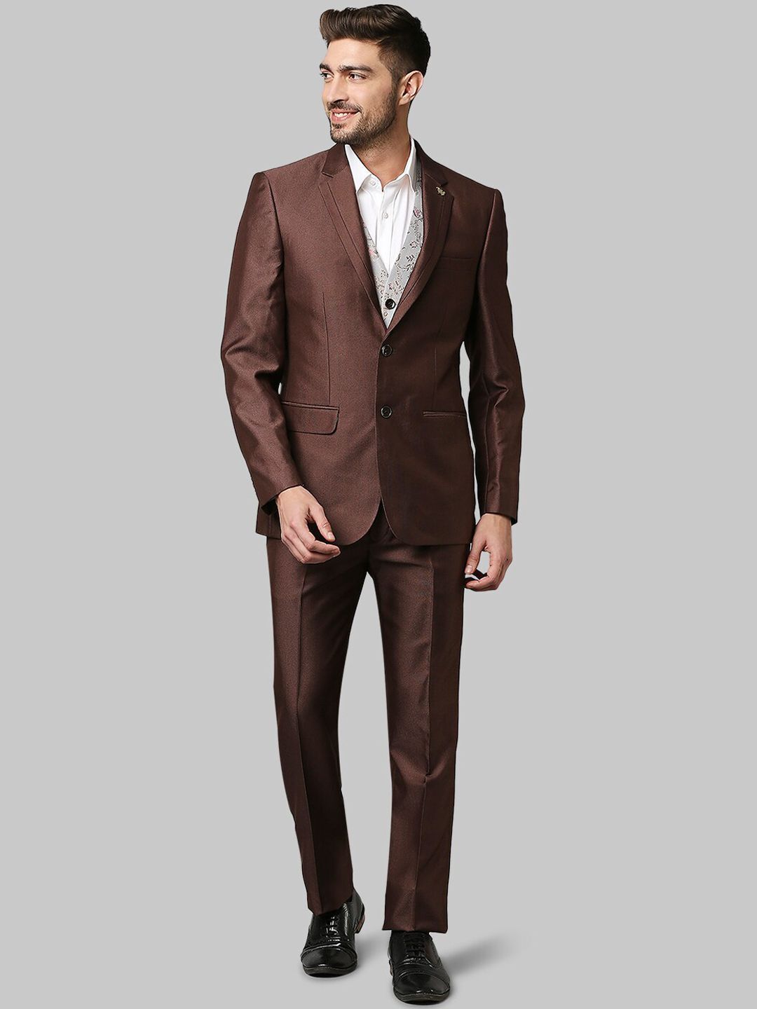 raymond Men 3PC SB 2BTN C&S NTCH CLR W/C TIE-CONT FT Solid Suit-picture-39