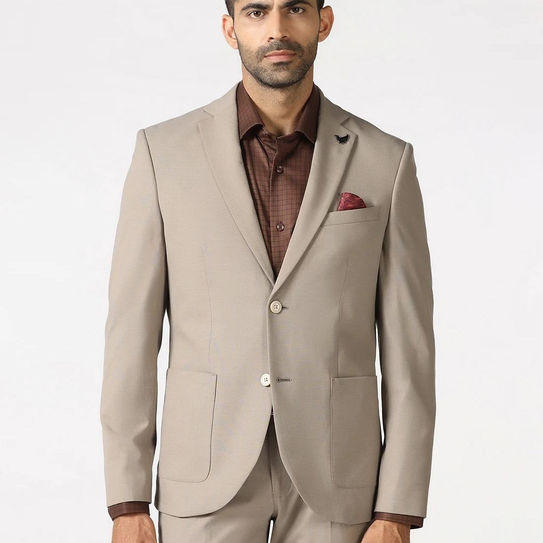 Men Two Piece Solid Suit-image-15