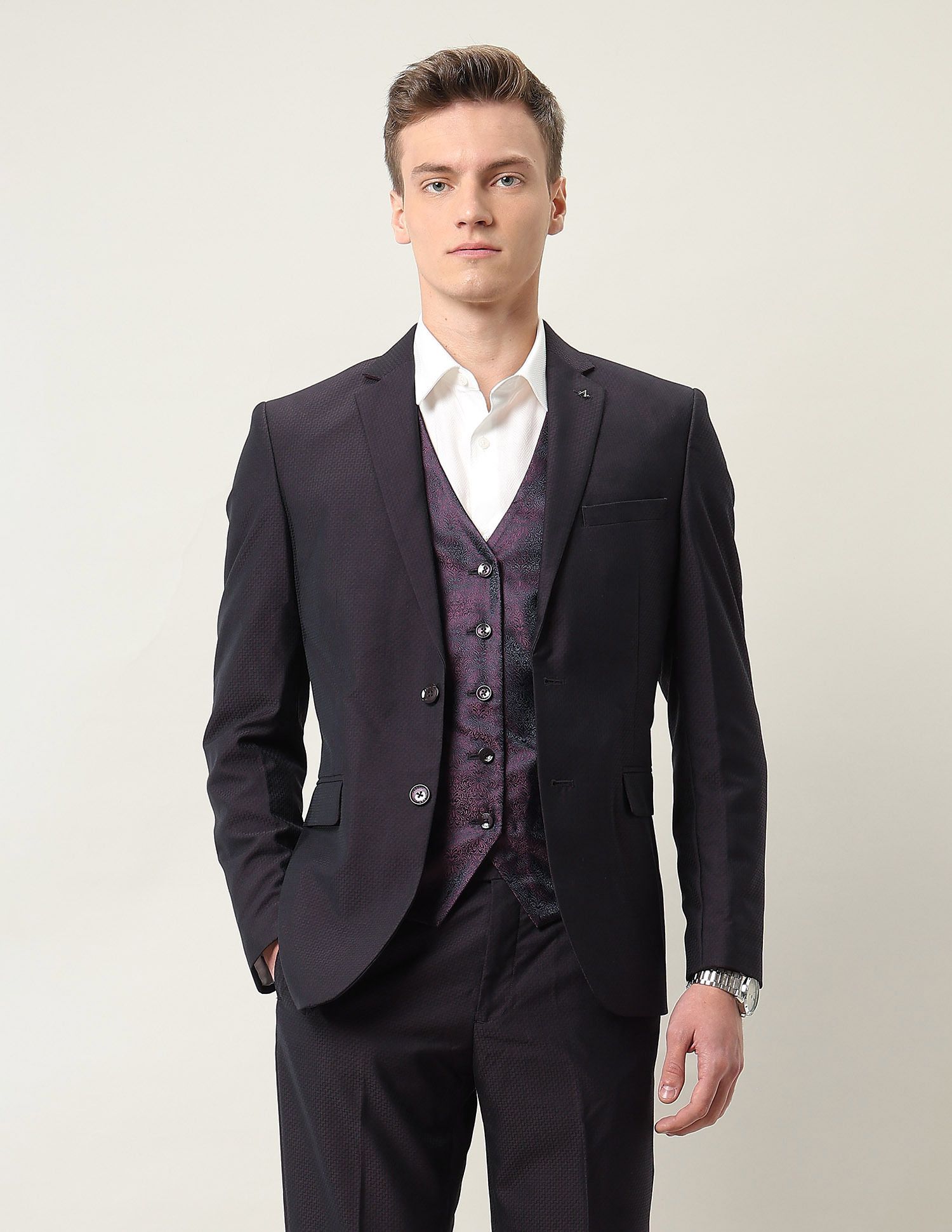 arrow Men Formal Wear Self Design Suit-picture-38