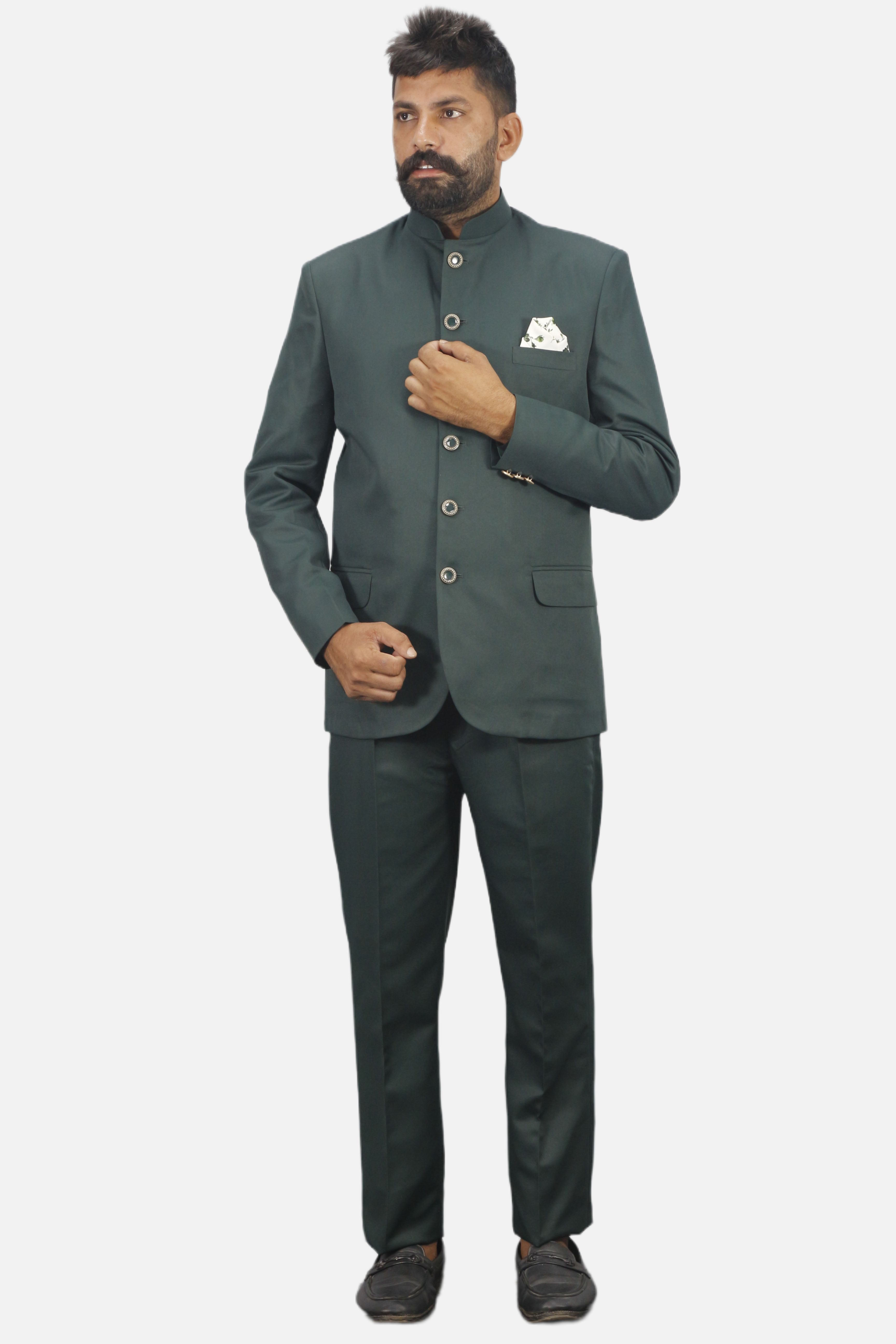 gargian master cut Men Mandarin Collar Solid Suit-picture-13