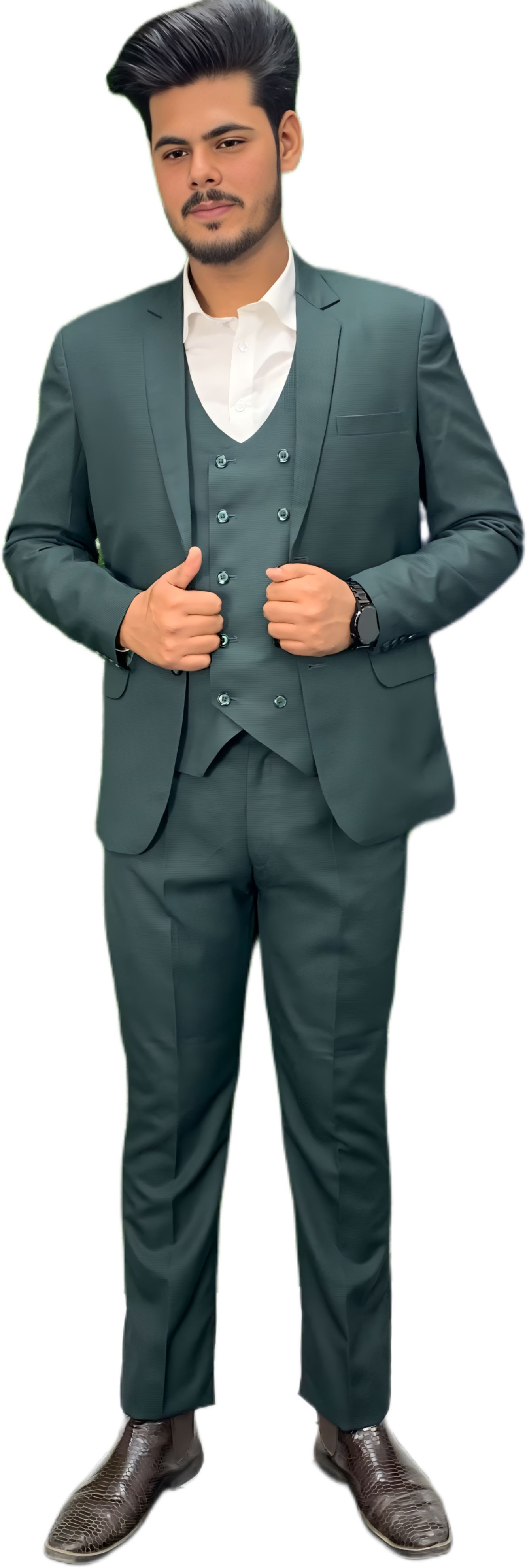 gargian master cut Men Single Breasted Checkered Suit-picture-26