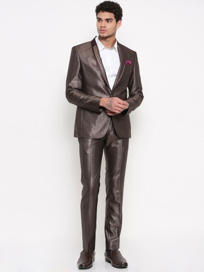 park avenue Men SB1 SHAWL WITH CUT & SEW DETAIL-SUP SLIM Self Design Suit-picture-46