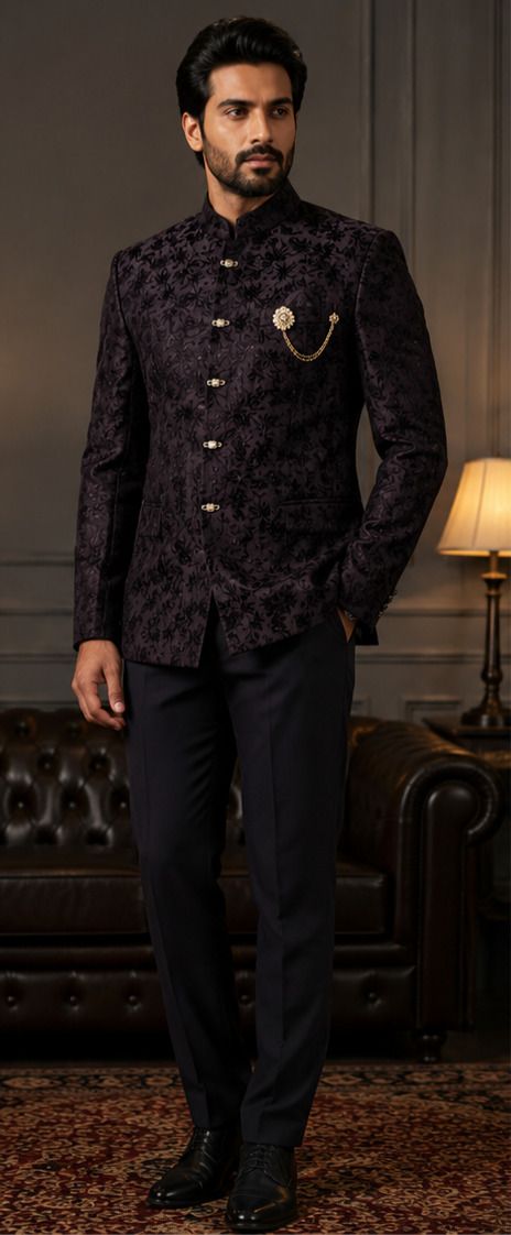 chanderivastra Men Bandhgala Indo western suit Self Design Suit-picture-28