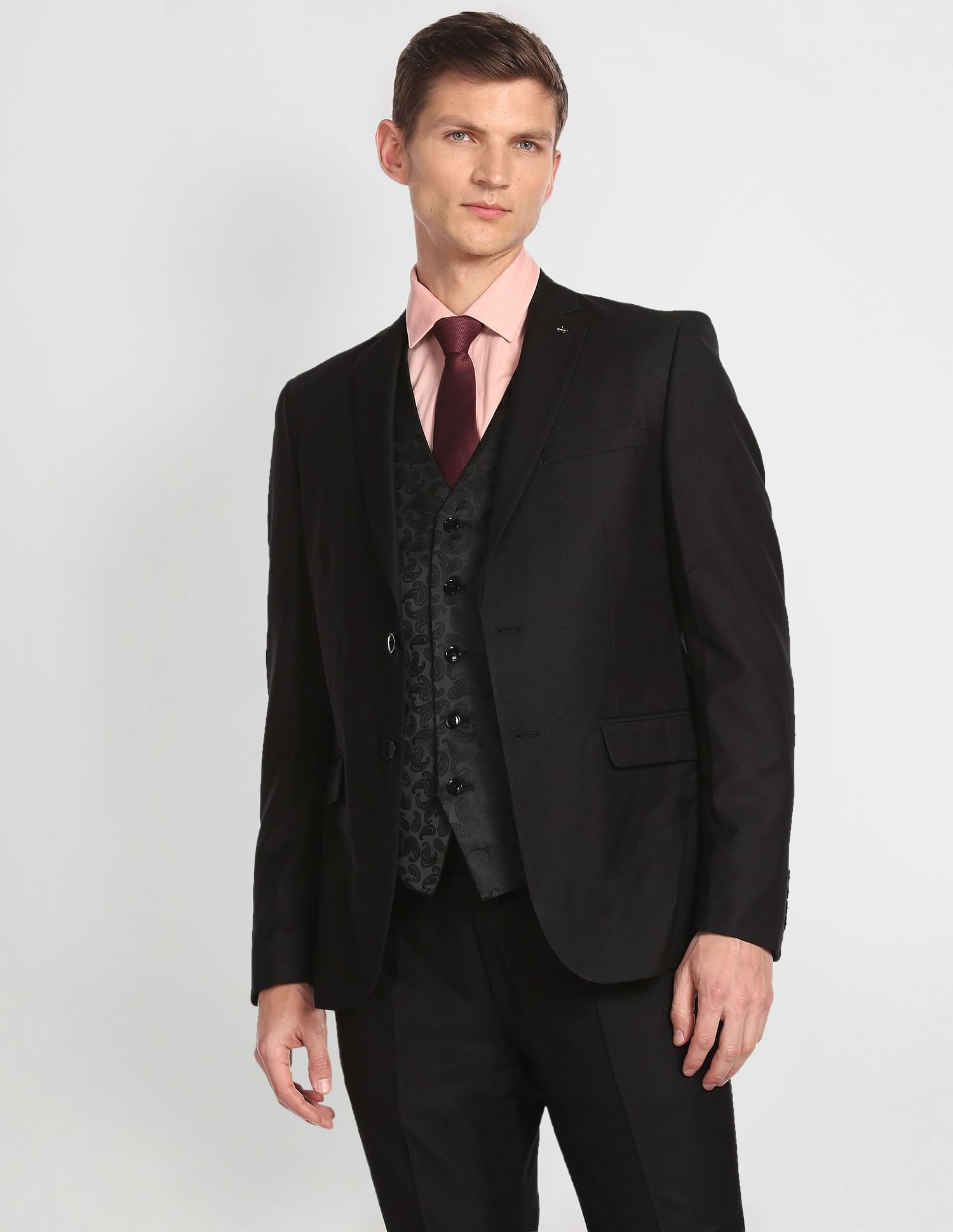 arrow Men Three Piece Self Design Suit-picture-33