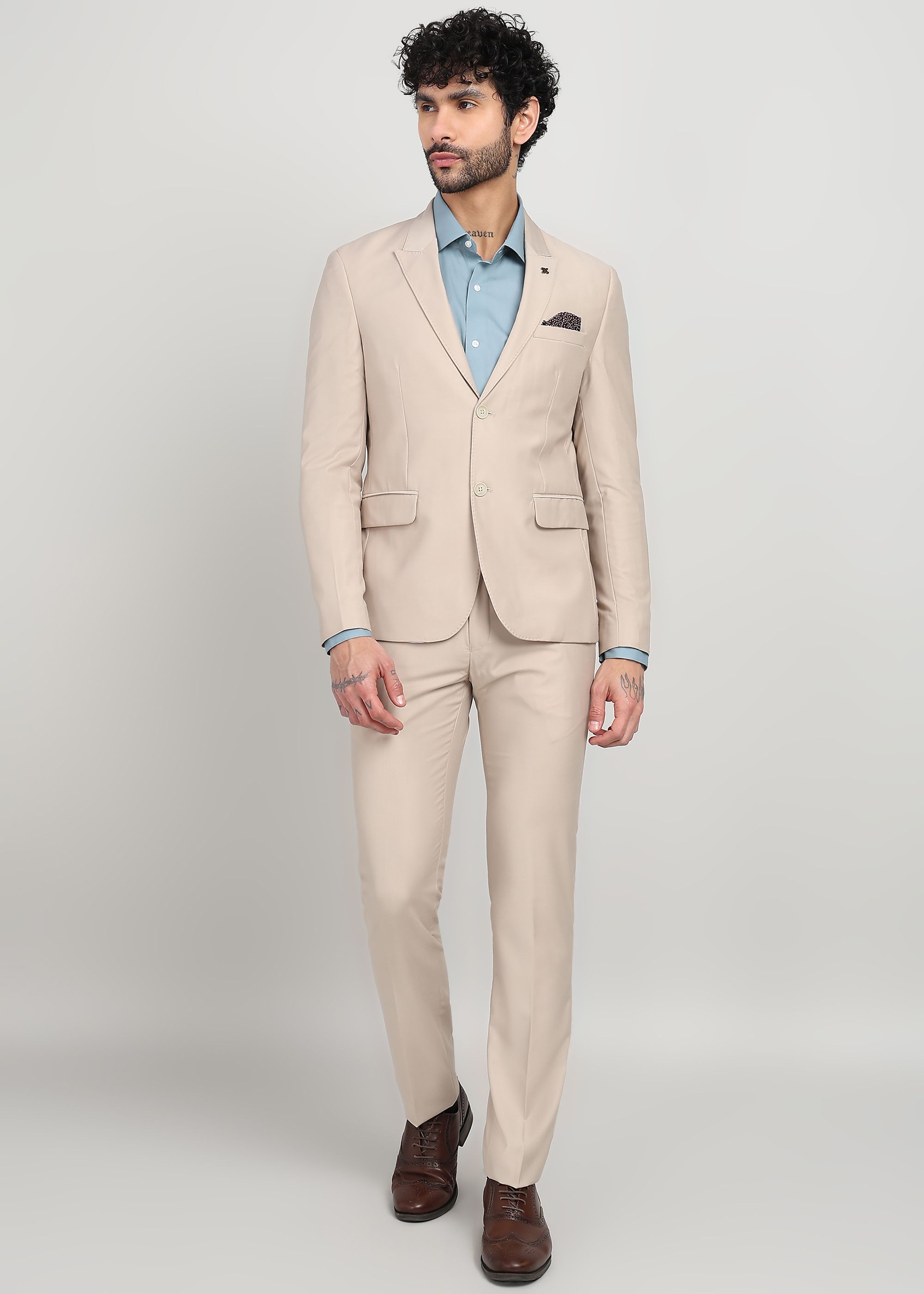 Men 2 Piece Suit Solid Suit