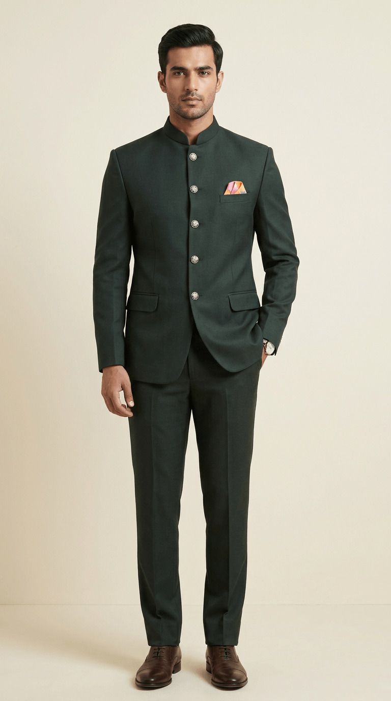 asthetic Men Mandarin Self Design Suit-picture-12
