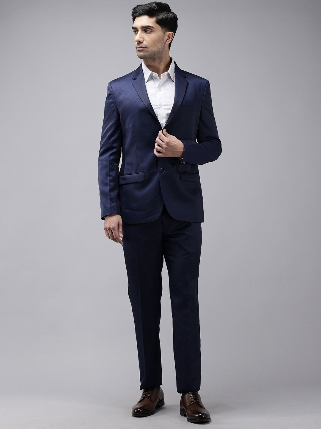 park avenue Men 2PC NOTCH BASIC- SUPER SLIM FIT Solid Suit-picture-22