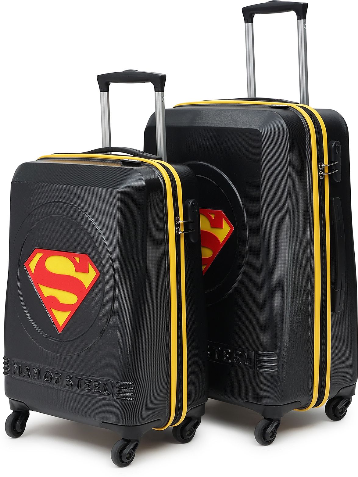 Hard Body Set of 2 Luggage 4 Wheels - SUPERMAN OFFICIAL MERCHANDISE TROLLEY WITH PREMIUM MOULDED SUPERMAN LOGO - Yellow, Black, Red-image-36