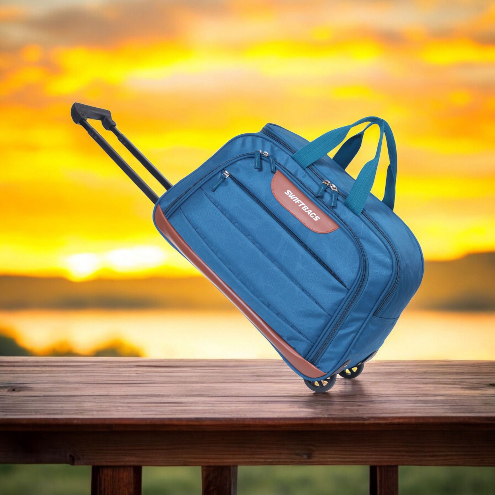 50 L Strolley Duffel Bag - Trendy Durable Cabin Trolley Duffel Bag Lightweight Foldable Stylish Travel Bags - Green - Regular Capacity-image-35