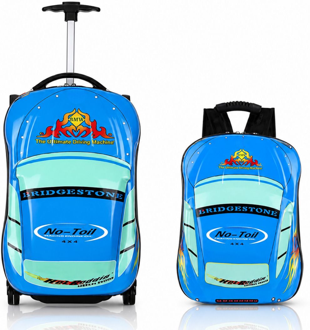 Small Cabin Suitcase (45 cm) 4 Wheels - Little Pup 2 in 1 Kids Trolly bag with bagpack for Boys & Girls | Blue - Blue-image-42