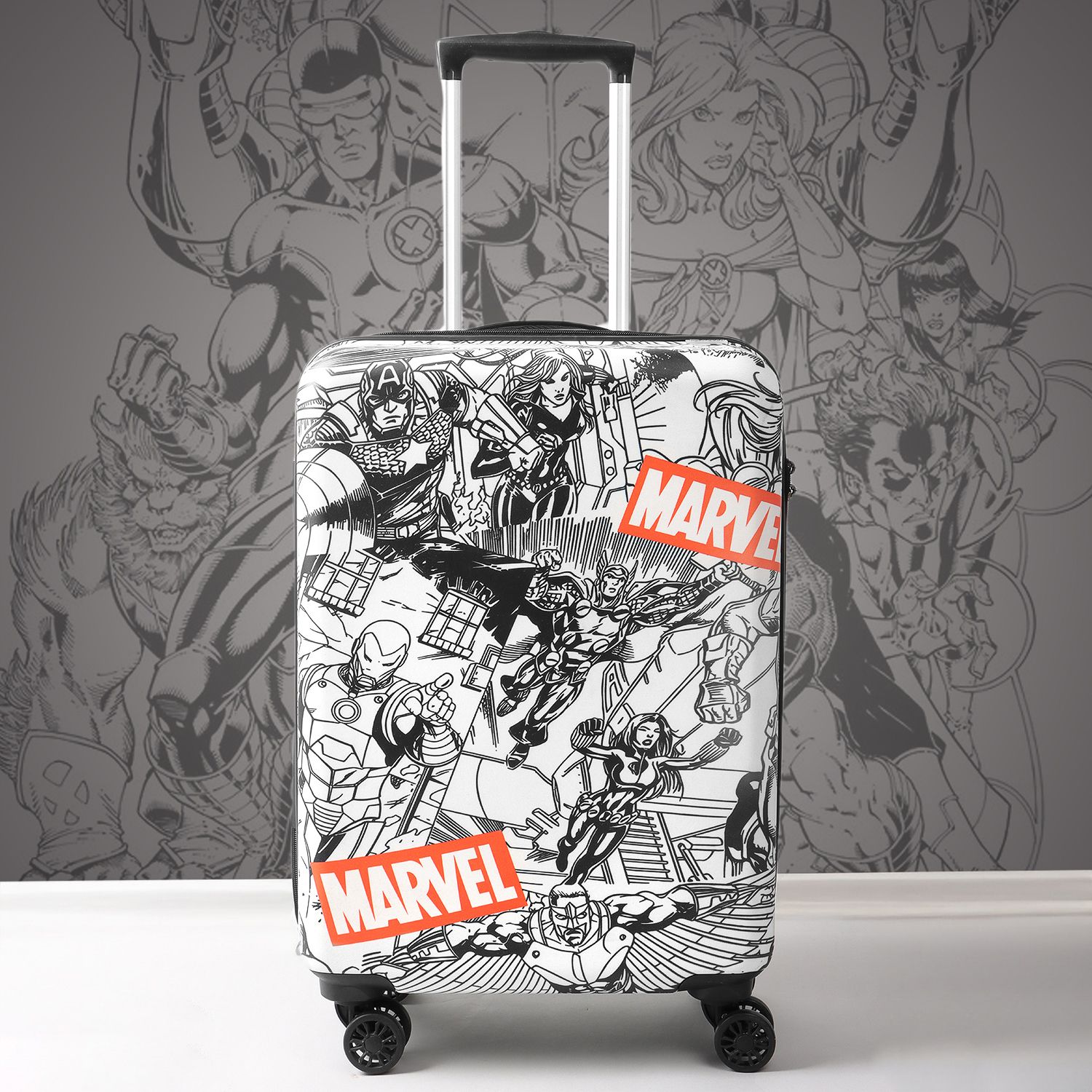marvel Small Check-in Suitcase (58 cm) 4 Wheels - Novex Original Avengers Hard Sided Polycarbonate Kids Trolley Bag 22" - Black-picture-45