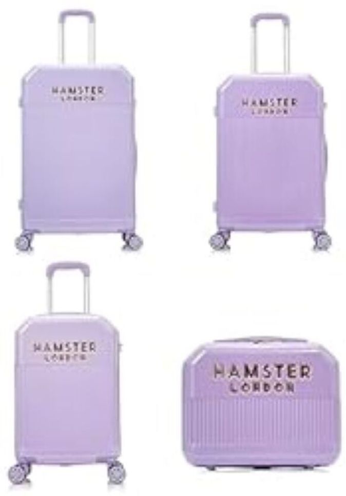 Hard Body Set of 4 Luggage 4 Wheels - High Candy Polycarbonate Hard-Sided Spinner Luggage Trolley Bags (Pink) - Purple-image-2