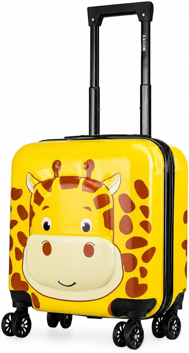Small Cabin Suitcase (44 cm) 4 Wheels - Giraffe Print Trolley Luggage Bag, Hard Shell Cabin Suitcase for kids. - Yellow-image-11