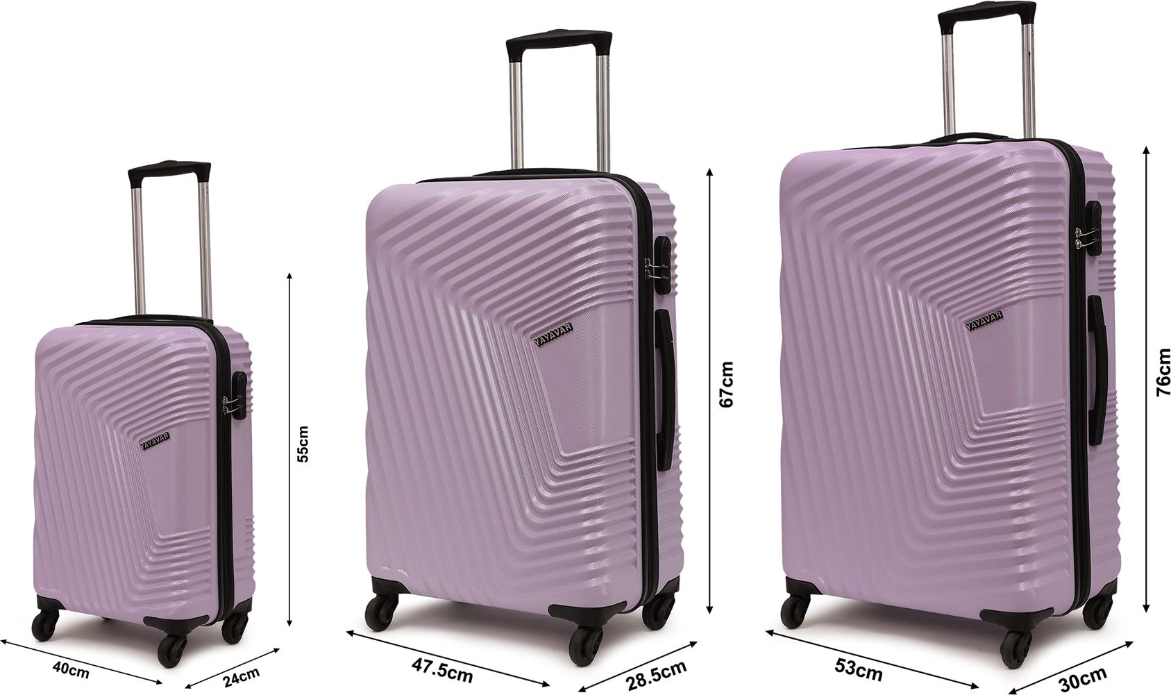 Hard Body Set of 3 Luggage 4 Wheels - Monaco Scratchproof 360Degree Rotating Latest Design Trolley Bag - Purple-image-16