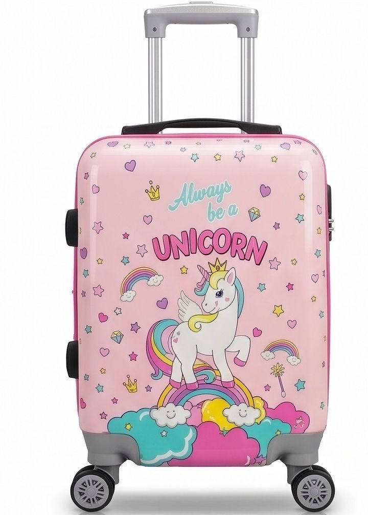 Small Cabin Suitcase (20 inch) 8 Wheels - ABS Hard Shell Cartoon Print Kids Travel Trolley Bag With 360° spinner wheels - Pink-image-28