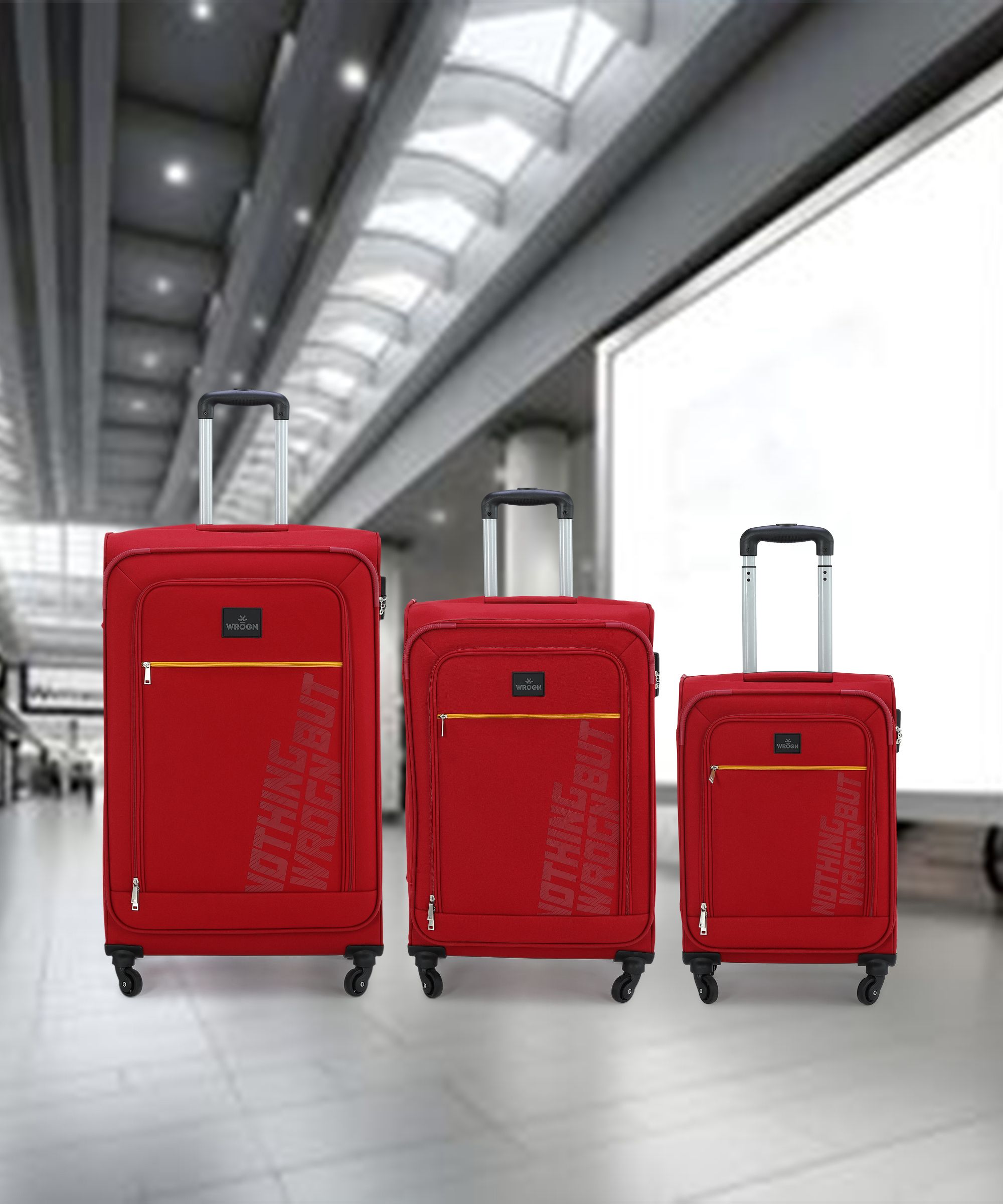 Soft Body Set of 3 Luggage 8 Wheels - Popzy Set -3 ( 22"+26"+30") - Red-image-18