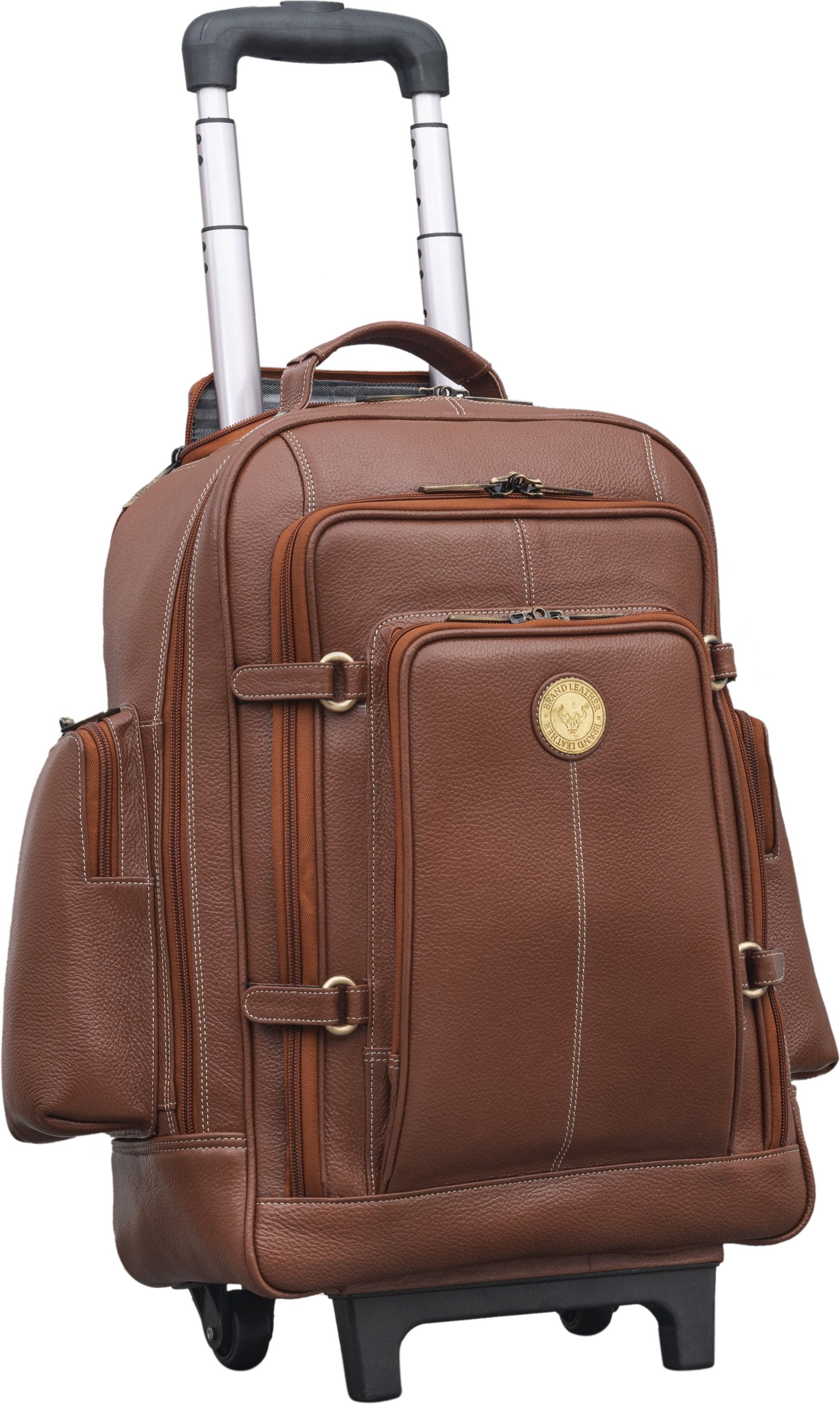 Small Cabin Suitcase (18 inch) 2 Wheels - Rolling Backpack Wheeled Laptop Backpack for Travel, Trolley Luggage Suitcase - Tan-image-4