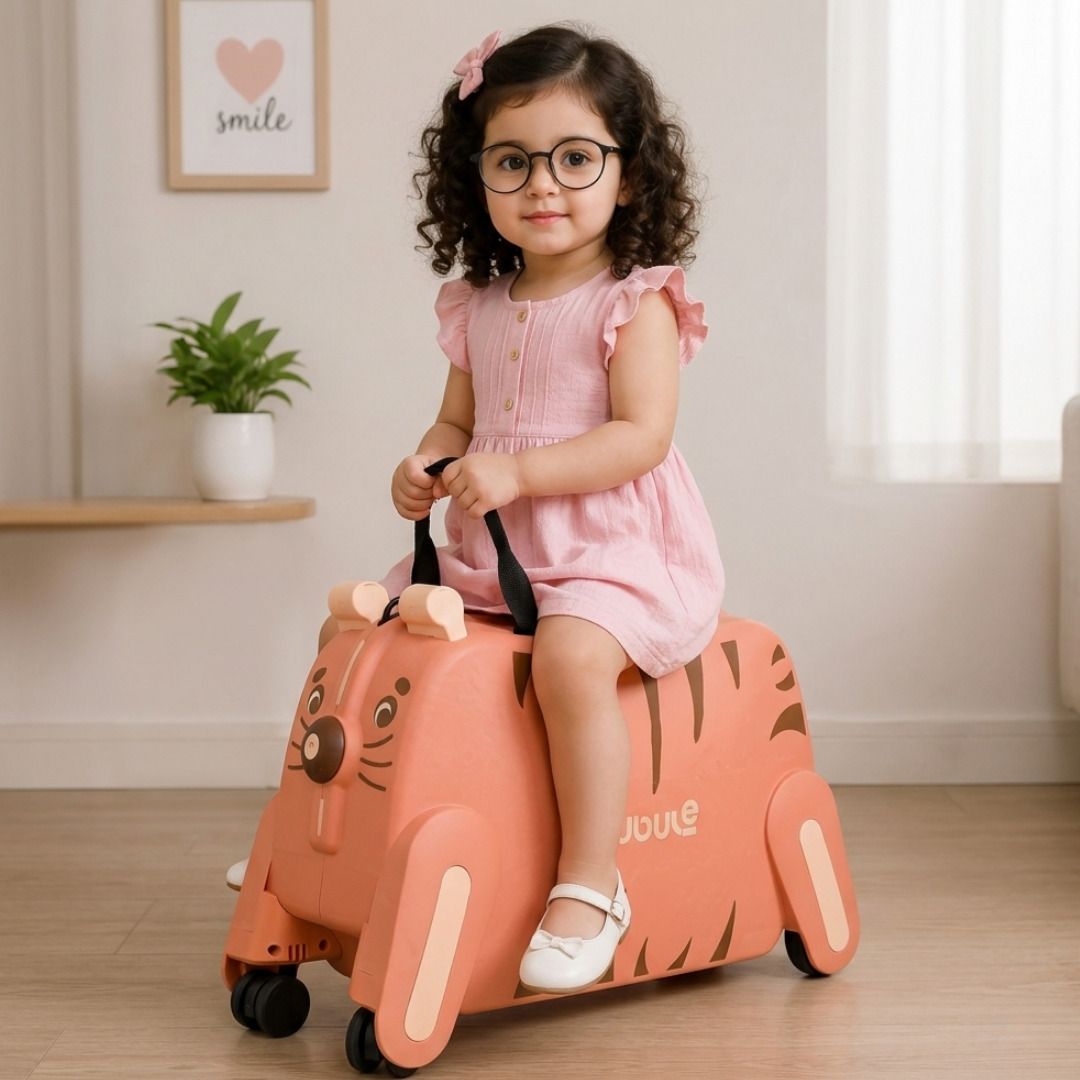 Small Cabin Suitcase (23 cm) 4 Wheels - Kids Trolley Bag 20L tiger shaped | Hard Shell Cabin Suitcase | 4 Wheels - Orange-image-44