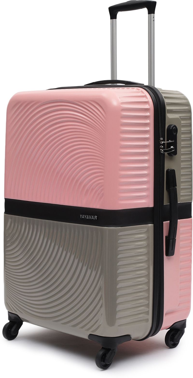 Large Check-in Suitcase (74 cm) 4 Wheels - VENICE - Scratch Proof Printed Trolley Bag - Pink, Grey