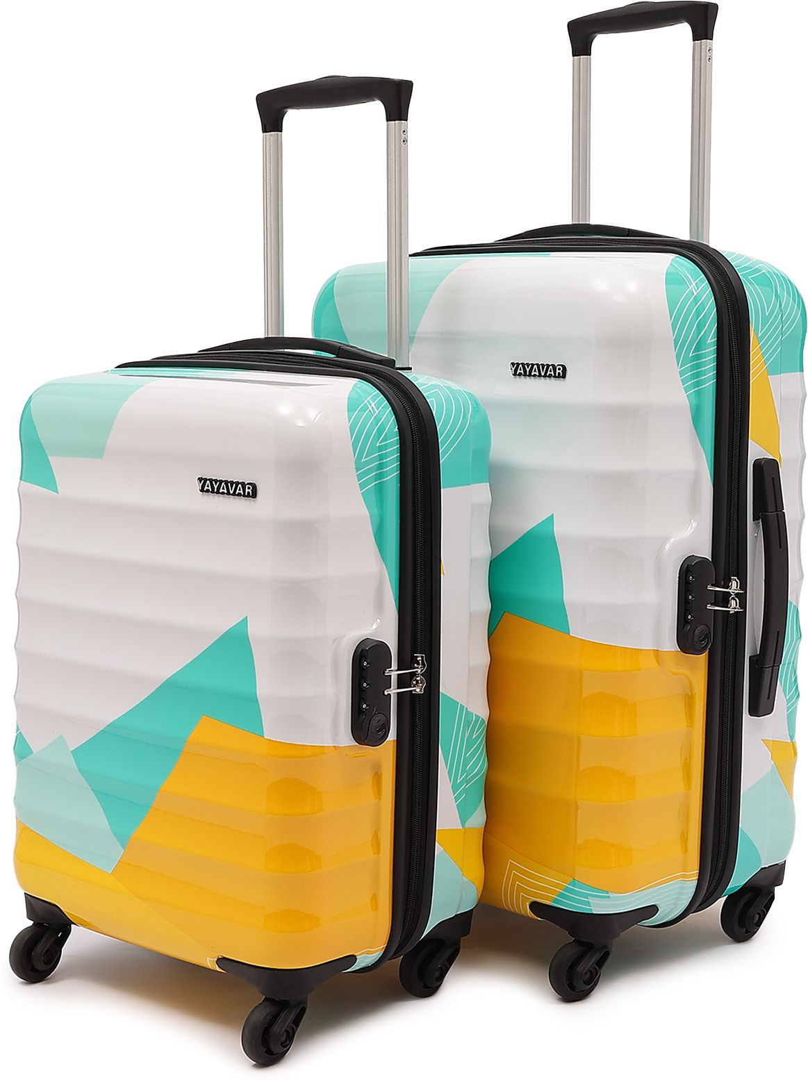 Hard Body Set of 2 Luggage 4 Wheels - MEXICO- Designer Printed Trolley Bag - Teal-image-18