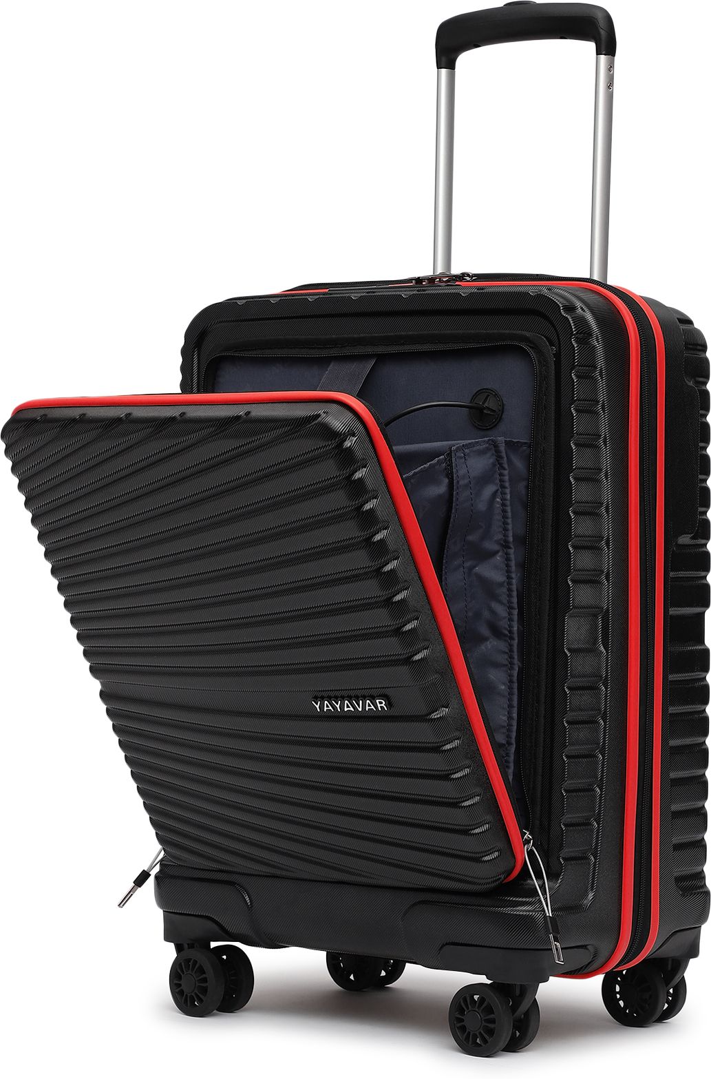 yayavar Small Cabin Suitcase (55 cm) 4 Wheels - BERLIN CABIN PRO|LaptopCompartment|USB ChargingPoint|5YearsInternationalWarranty - Black, Red-picture-2